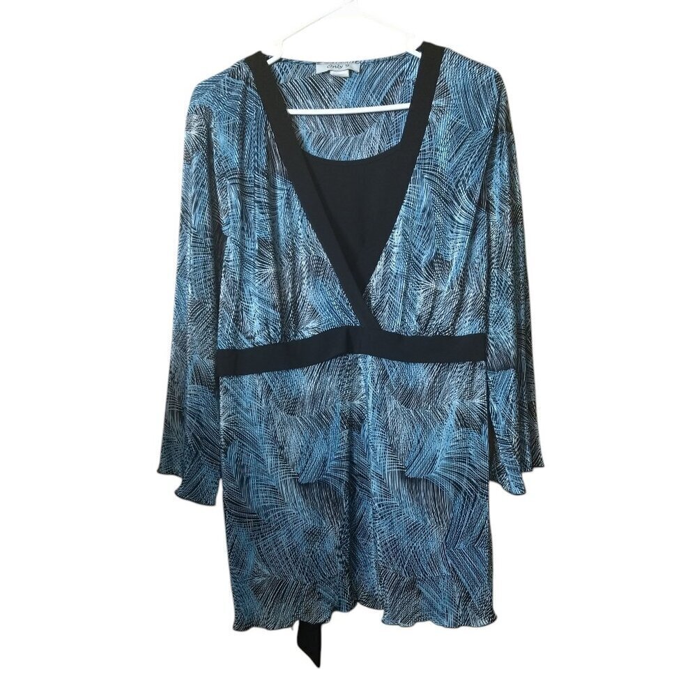 Only 9 Size 3X Tie Back Y2K 3/4 Sleeve Crossover Front Pullover Blouse Top